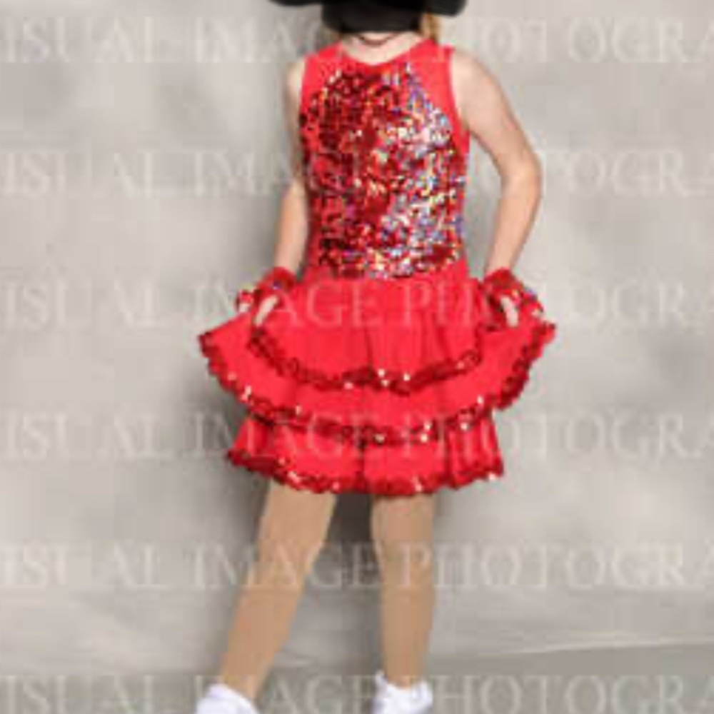 Weissman Sparkling Red Kids Dance Costume - Picture 9 of 16